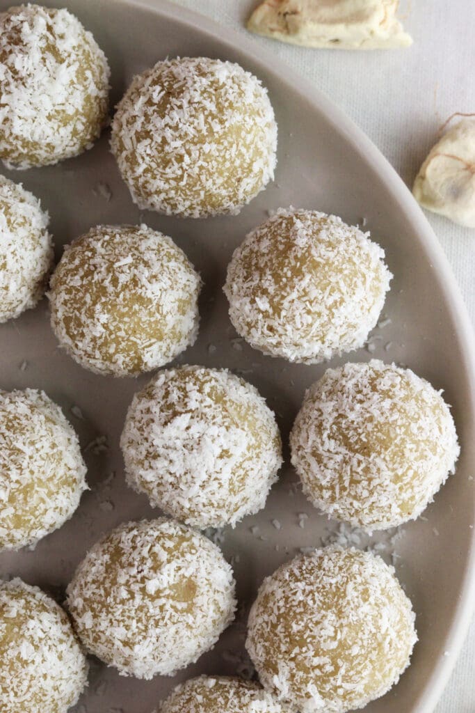 image of coconut baobab bites on a plate